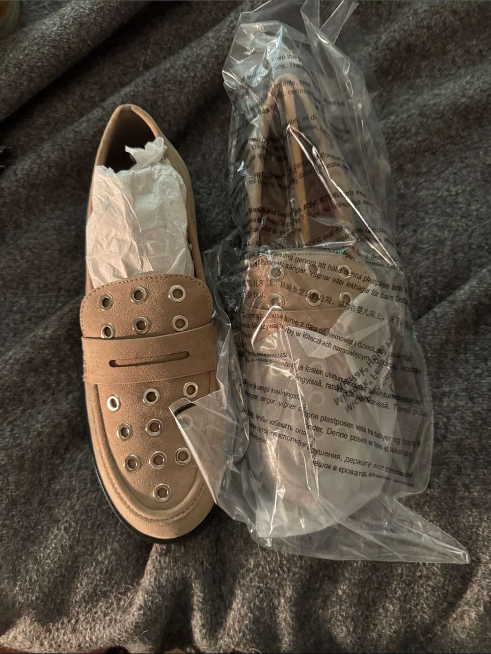 Kids Slip-On Eyelet Loafers in Light Brown